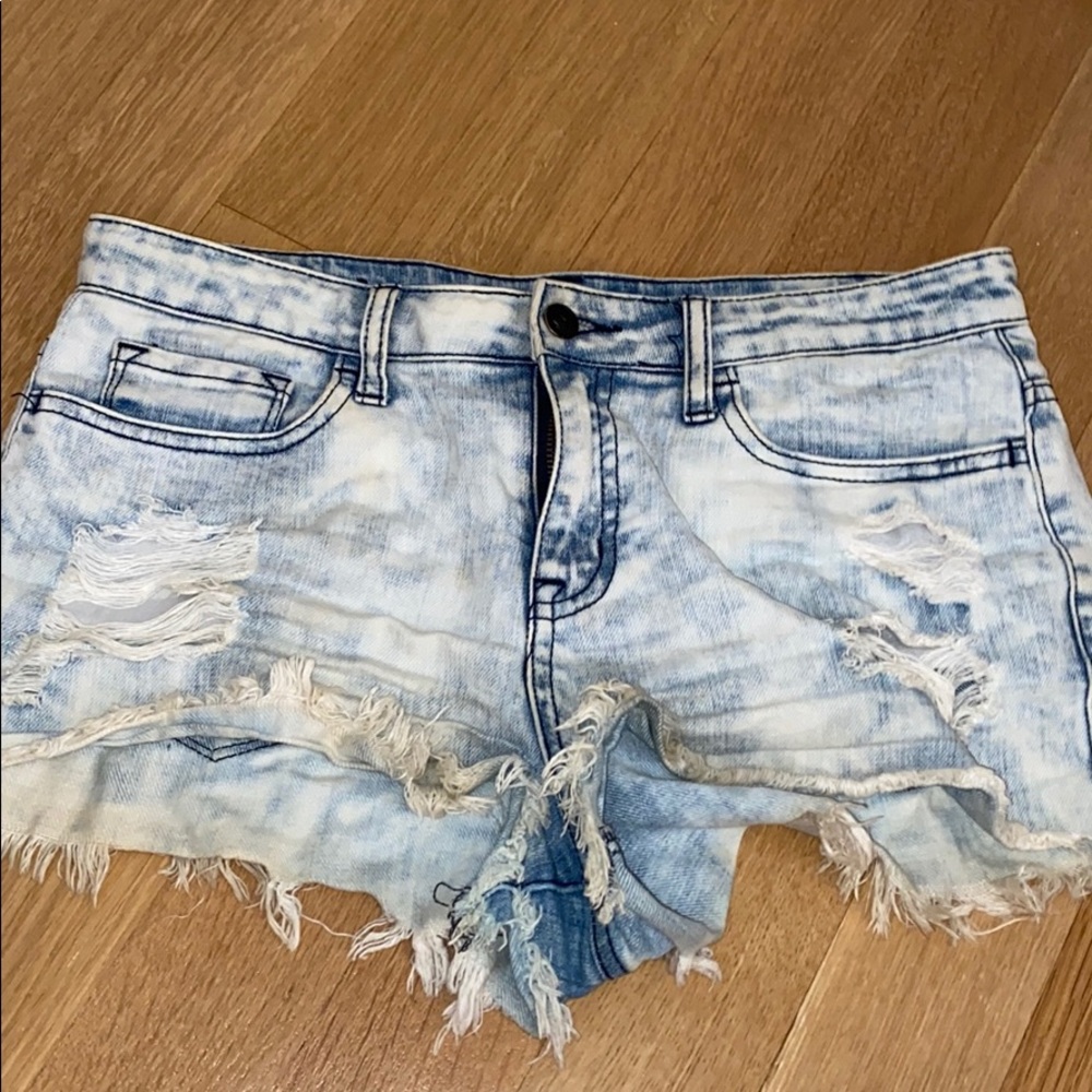 Ripped jean shorts